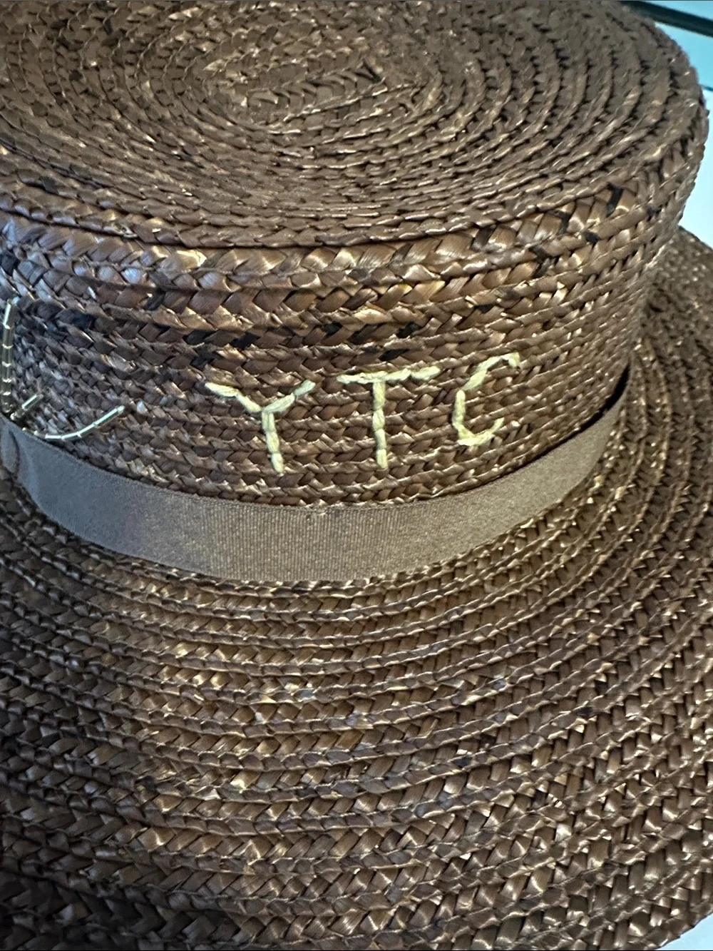 Brown Straw Hat with ribbon